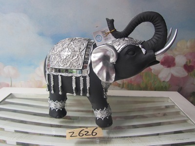 【樹脂陶瓷工藝品動物(銀色伸鼻長角大象)】價格,廠家,圖片,塑料、樹脂工藝品,德化縣印藝印刷有限責任公司-